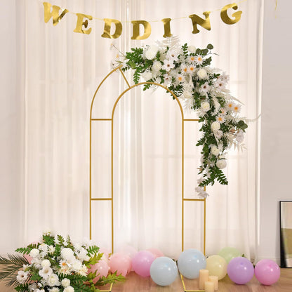 Double Arch Backdrop Stand Metal Open Arch Backdrop Frame U Shaped Wedding Arches for Ceremony Baby Shower Garden Birthday Party Decoration (Gold, 6FT×3FT)
