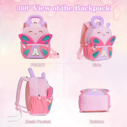 YOOLIFE Initial Birthday Gifts for Girls Kids Personalized Kids Backpack for Little Girls, Kindergarten Elementary School Bookbag for Girl Toddler Teen Gift for Daughter Sister Pink Backpack A