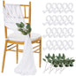 QueenDream Light Blue Sashes Chair Aisle Decorations: 24 Pack Baby Shower Chair Cover 8FT Long Tulle Draping Fabric Wedding Reception Church