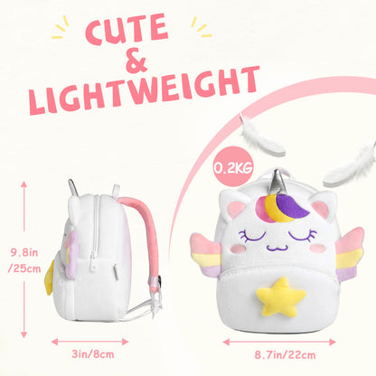 Kasqo Toddler Backpack for Boys and Girls, Kids Backpack Small Cute Animal Soft Plush Mini Backpack for 1-6 Years