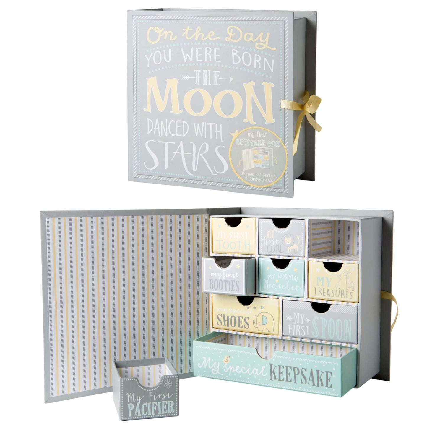 VOTUM Baby Keepsake Box for Treasured Memories, Fairytale - Lightweight, Handcrafted Baby Boxes with 9 Labeled Compartments for First Memories - Gender Neutral Baby Shower Gifts for Girls, Boys