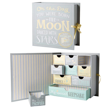 VOTUM Baby Keepsake Box for Treasured Memories, Fairytale - Lightweight, Handcrafted Baby Boxes with 9 Labeled Compartments for First Memories - Gender Neutral Baby Shower Gifts for Girls, Boys