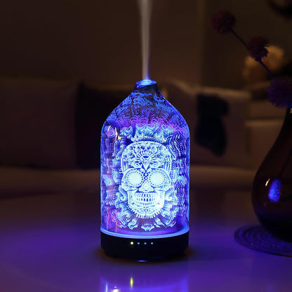 Essential Oil Diffuser Hand Blown Glass Aromatherapy Diffuser - Ultrasonic Cool Mist Scent Aroma Diffuser, Whisper Quiet with Auto Shut-Off, Timer Setting &7 Colors Night Light for Home