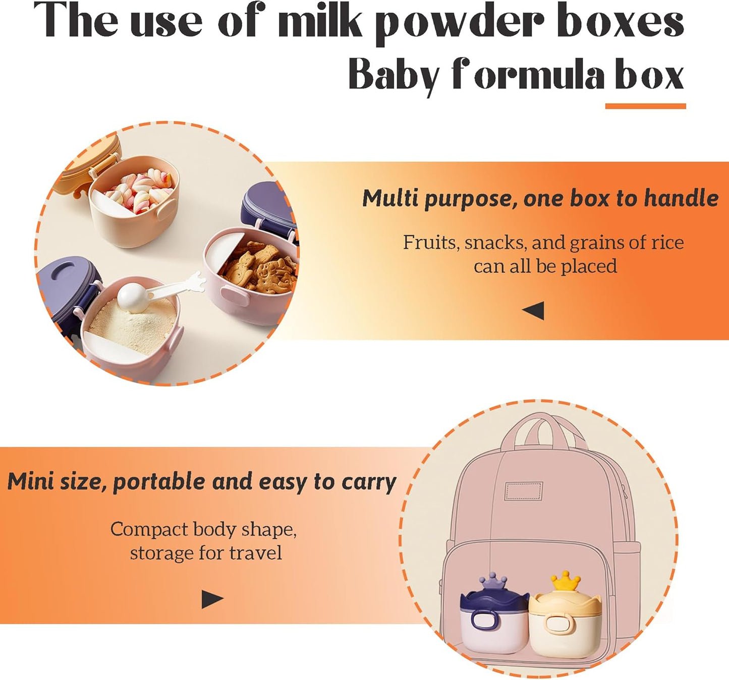 Personalized Formula Container, Portable Formula Dispenser for Baby with Carry Handle and Scoop for Travel Outdoor, Milk Powder Dispenser on the Go, Protein Powder Travel Container