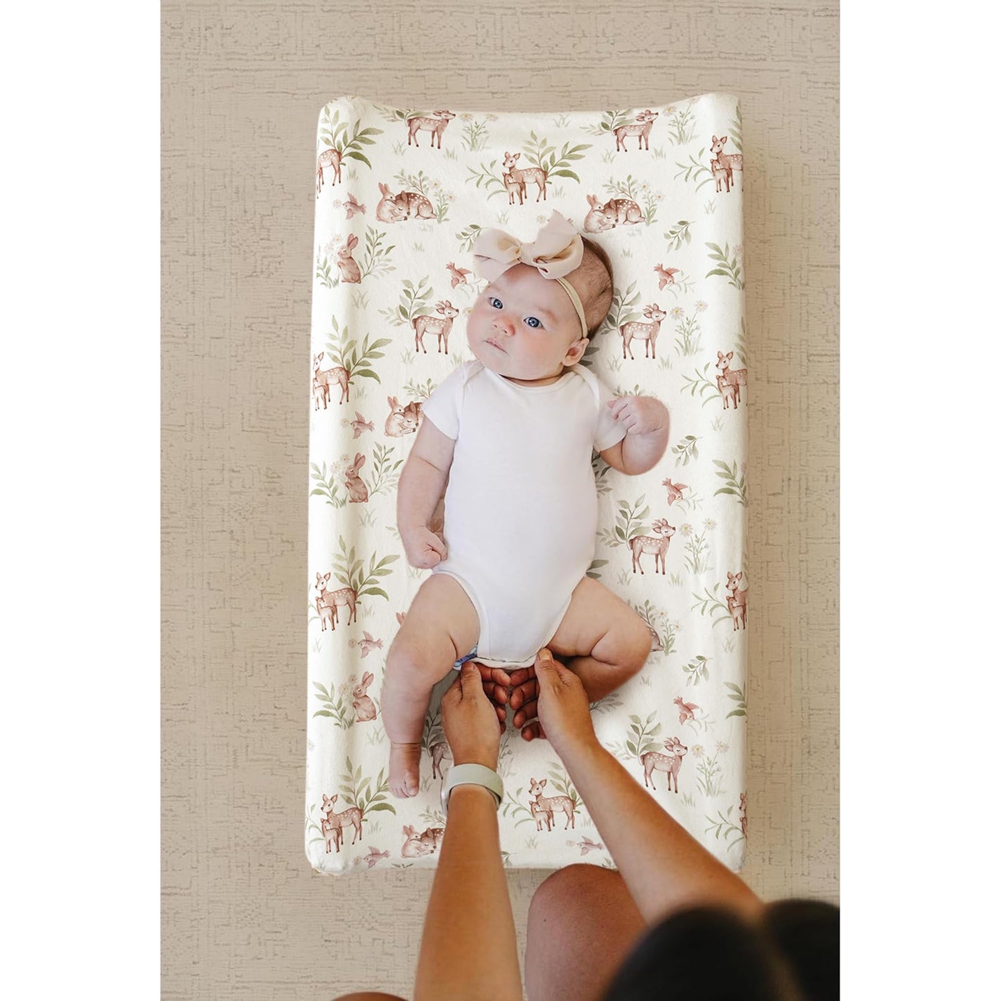 Konssy Minky Changing Pad Cover 2 Pack, Soft Minky Dots Plush Diaper Changing Table Cover Set, Breathable Changing Pad Sheets for Baby Girls Boys (Pink Spring, Blush)