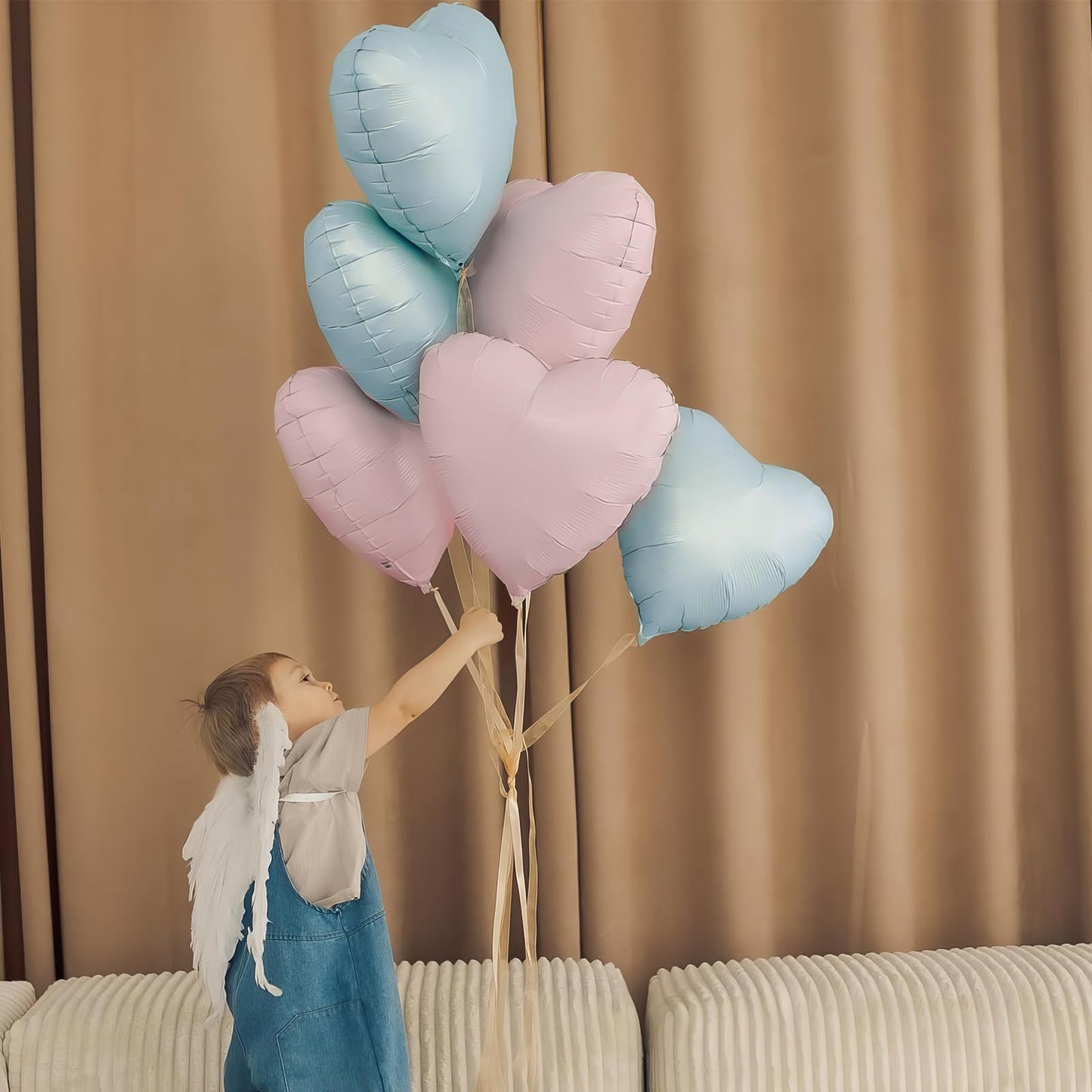 Sage Green Gold Heart Balloons,12Pcs Light Gold Heart Shaped Foil Balloons,18Inch Cream White Helium Mylar Balloon for Baby Shower Birthday Anniversary Wedding Party Decorations