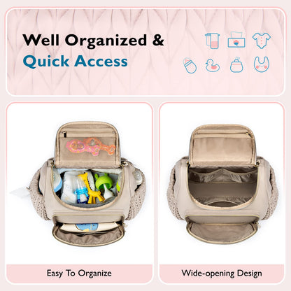 mommore Diaper Bag Small Diaper Backpack Stylish Baby Travel Backpacks with Insulated Pockets, Changing Pad, Stroller Straps