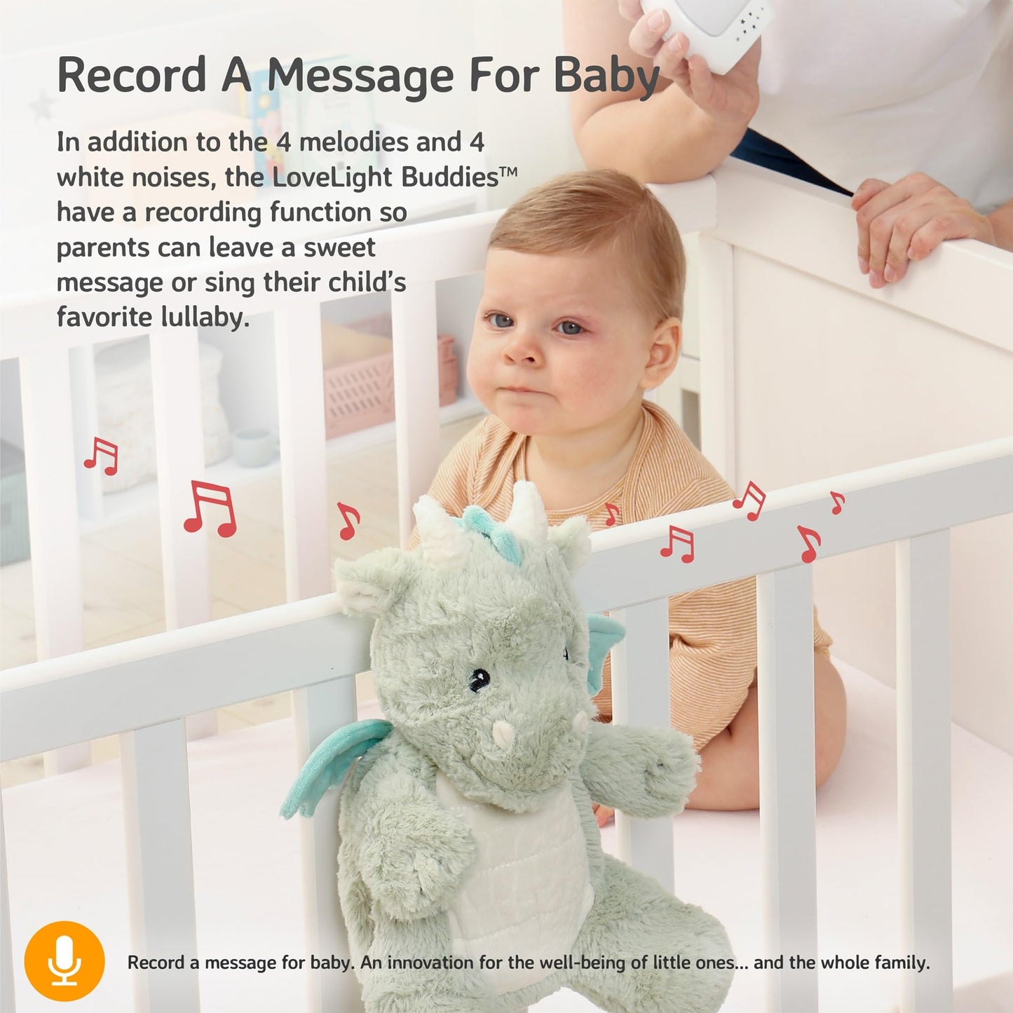 Cloud b Sound Machine with White Noise Soothing Sounds | Cuddly Stuffed Animal & Nomadic Nightlight | Record Parent Voice | Adjustable Settings & Auto-Shutoff | LoveLight™ Buddies - Drake The Dragon™