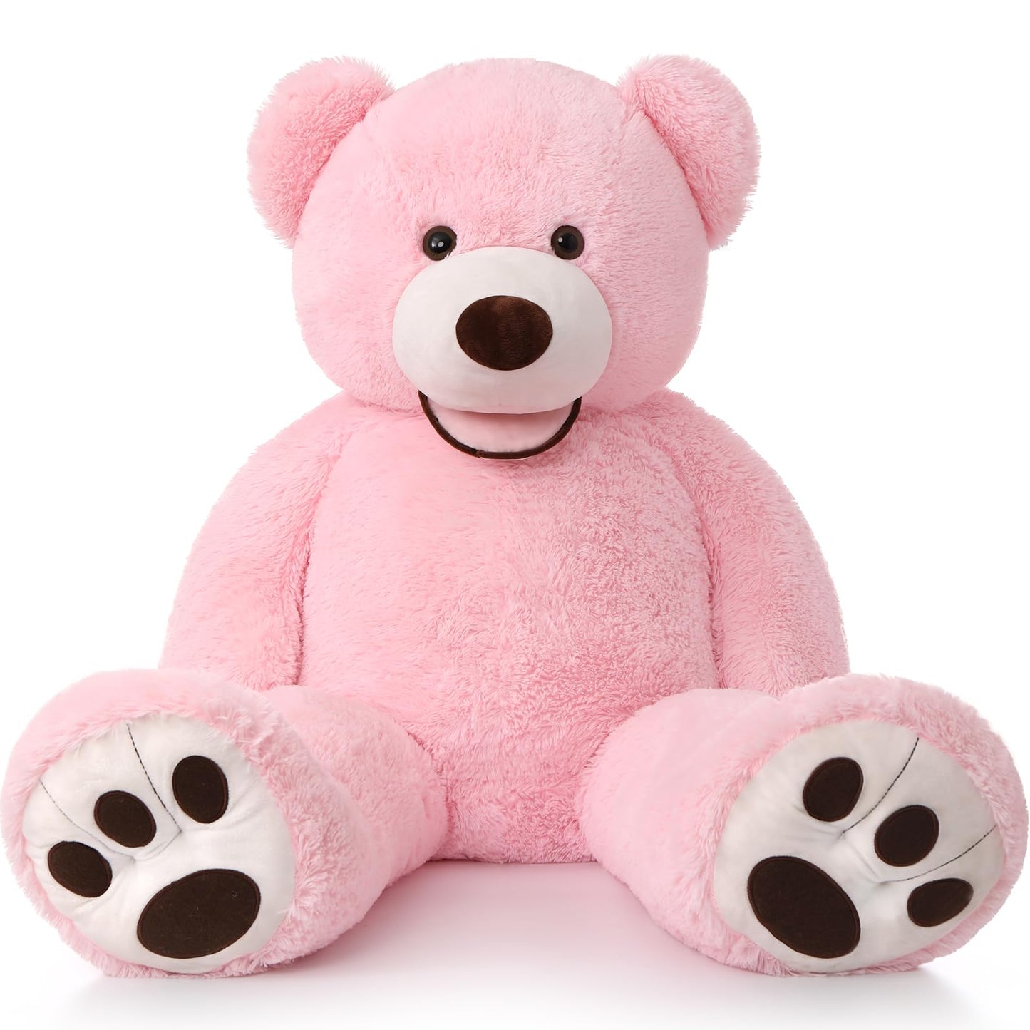 MorisMos Smile Giant Teddy Bear, 51inch Large Stuffed Bears with Big Footprints, Big Stuffed Animals Cuddly Plush Gifts for Girlfriends, Boyfriend, Dark Brown