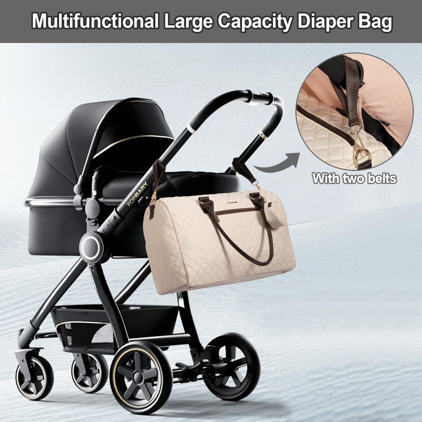 LOVEVOOK Diaper Bag Tote with Pacifier Case and Changing Pad, Large Capacity Mommy Bag for Hospital and Weekender Travel, Functional Baby Bag Newborn Baby Essential, Black