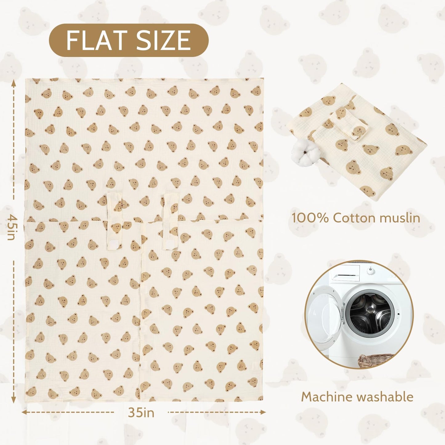 Muslin Car Seat Cover Baby Girls Boys, Summer Cotton Baby Car Seat Cover for Carseat, Comfortable Nursing Cover, Soft Baby Blanket, Breathable Lightweight Infant Stroller Canopy, Rainbow