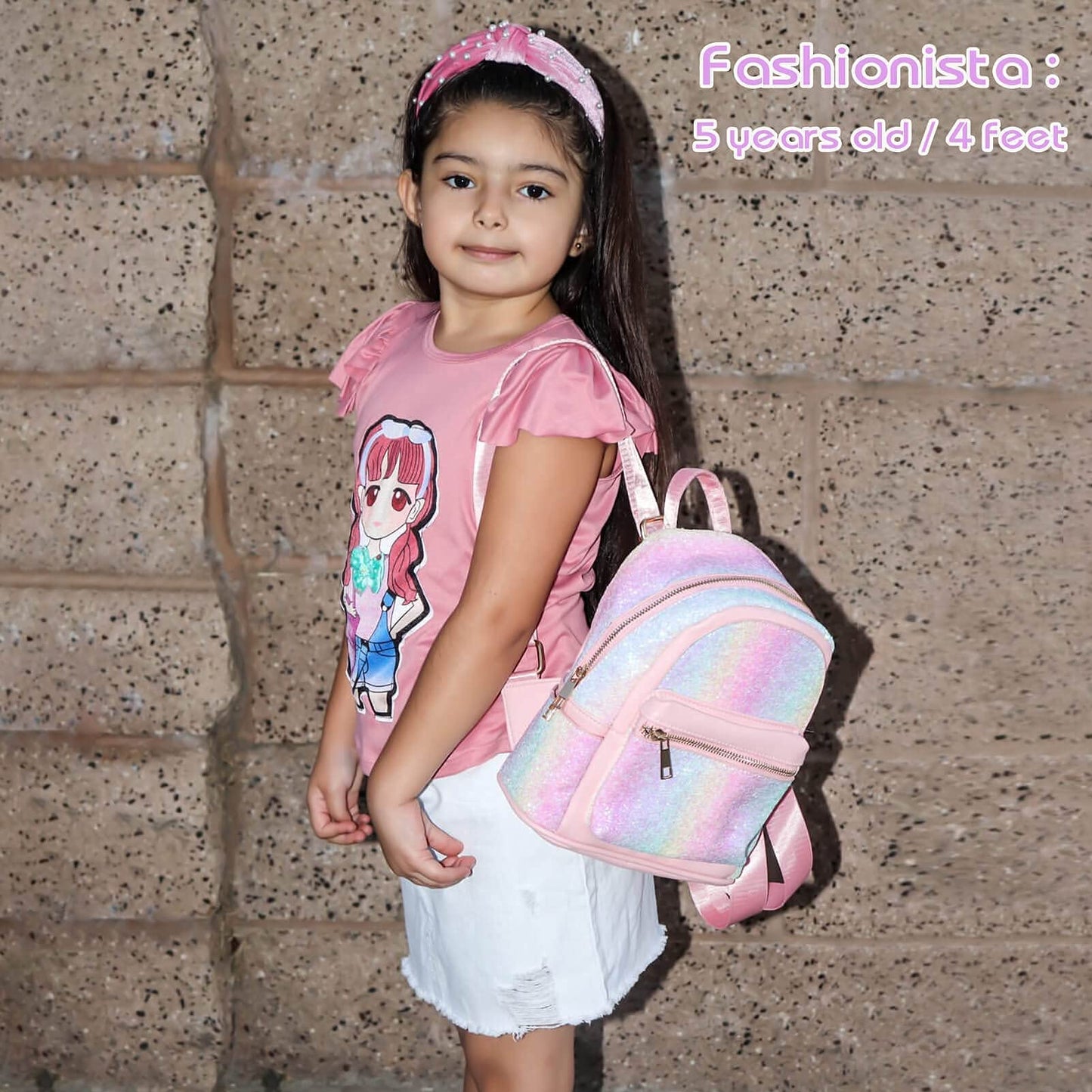 mibasies Mini Backpack for Girls Kids Rainbow Purse Dance Bag for Girls Gifts age 2 3 4 5 6 7 8 yrs