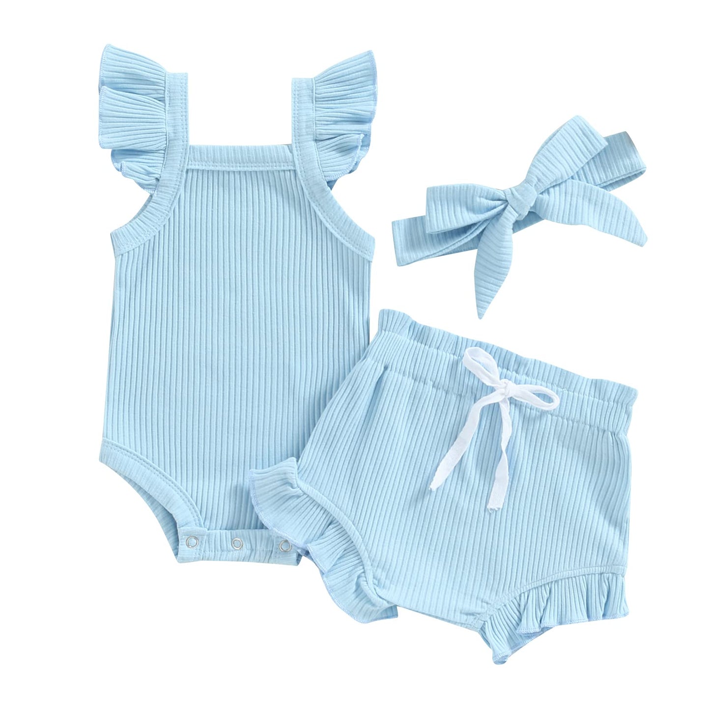 Murnouche Newborn Baby Girl Summer Clothes Sleeveless Floral Top Ribbed Shorts Boho Outfit Set