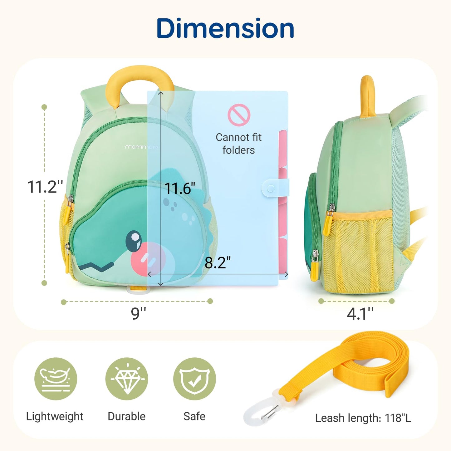 mommore Toddler Backpack for Girls 2-4 Cute 3D Kids Backpack Butterfly Small Pre-K Backpacks Water-Resistant for Preschool Kindergarten with Toddler Leash, Chest Buckle
