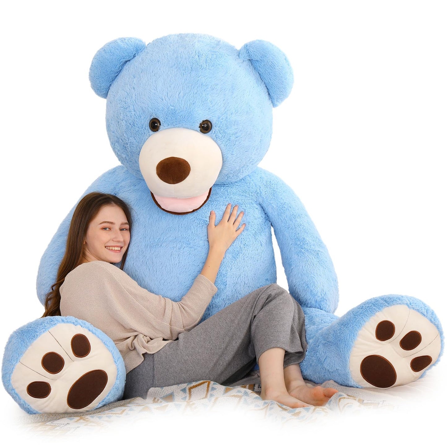 MorisMos Smile Giant Teddy Bear, 51inch Large Stuffed Bears with Big Footprints, Big Stuffed Animals Cuddly Plush Gifts for Girlfriends, Boyfriend, Dark Brown