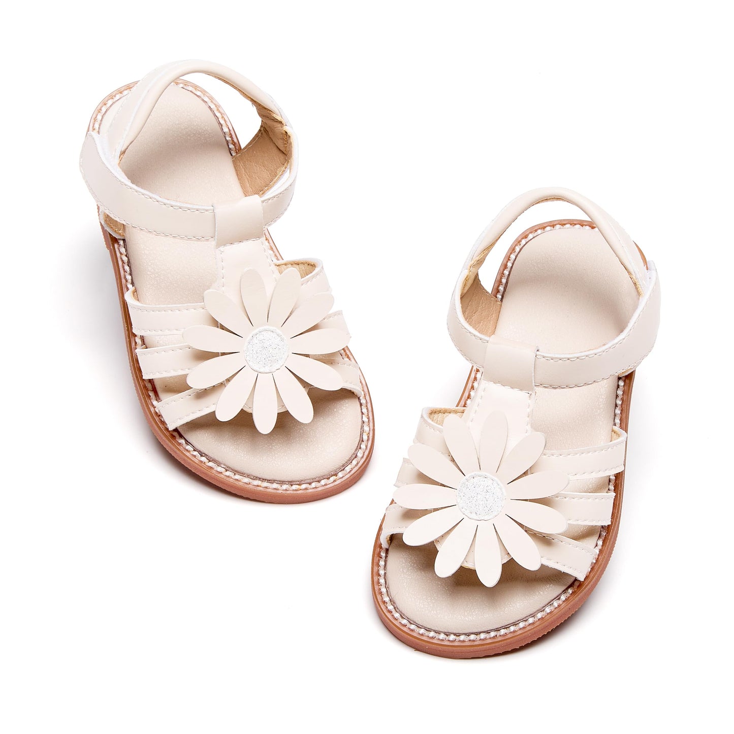 Felix & Flora Toddler Girls Sandals Soft Rubber Flats Summer Baby Flower Girl Shoes.