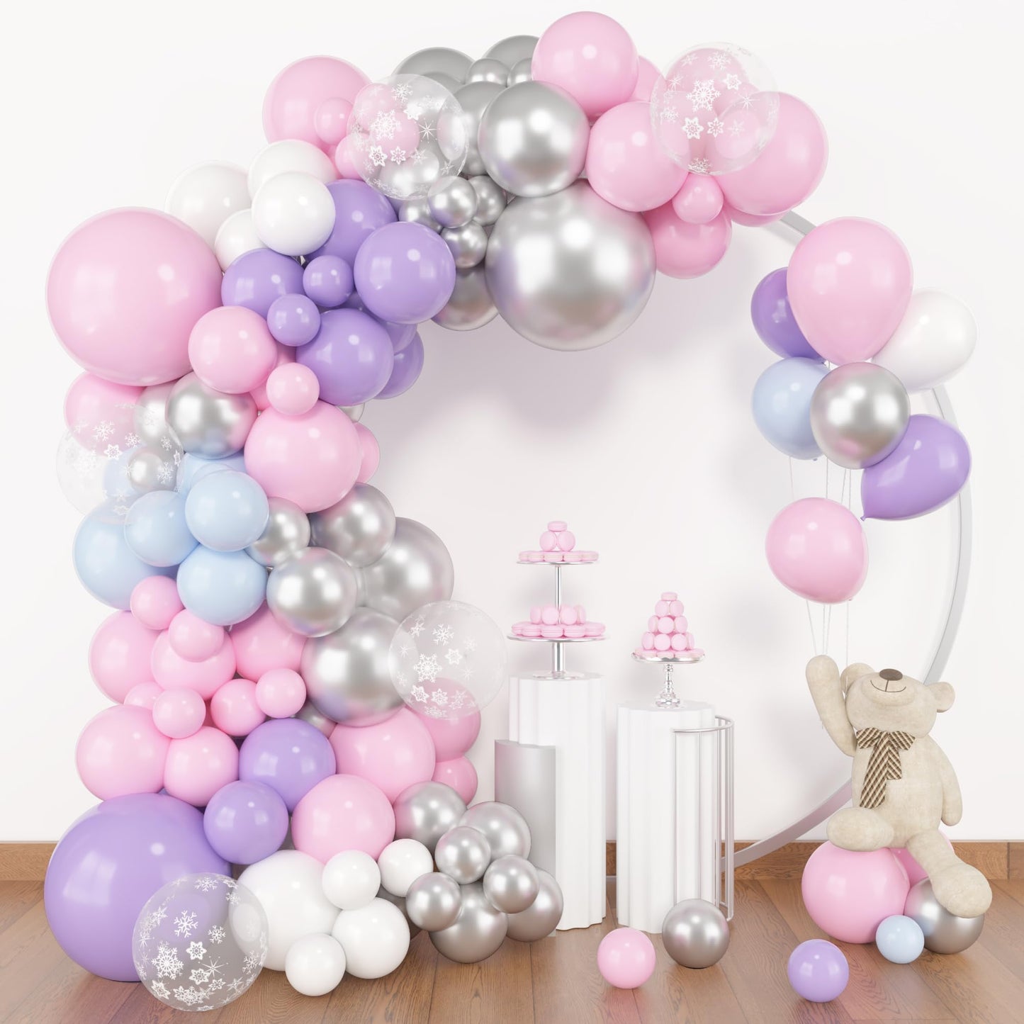 Amandir 153pcs Sage Green Balloon Garland Arch Kit, Different Sizes 18 12 10 5 inch Green Blush Gold Latex Metallic Confetti Gold Balloons for Birthday Baby Shower Wedding Safari Forest Decorations