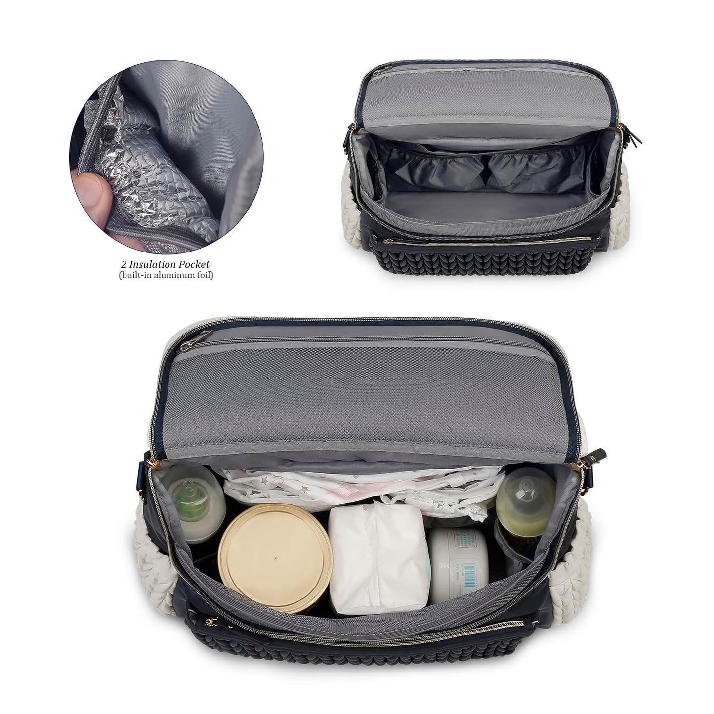 Lmbabter Diaper Bag Backpack Convertible Messenger Bag Travel Backpack Maternity Bags Stylish Baby Bag with Changing Pad for Mom (Brown)