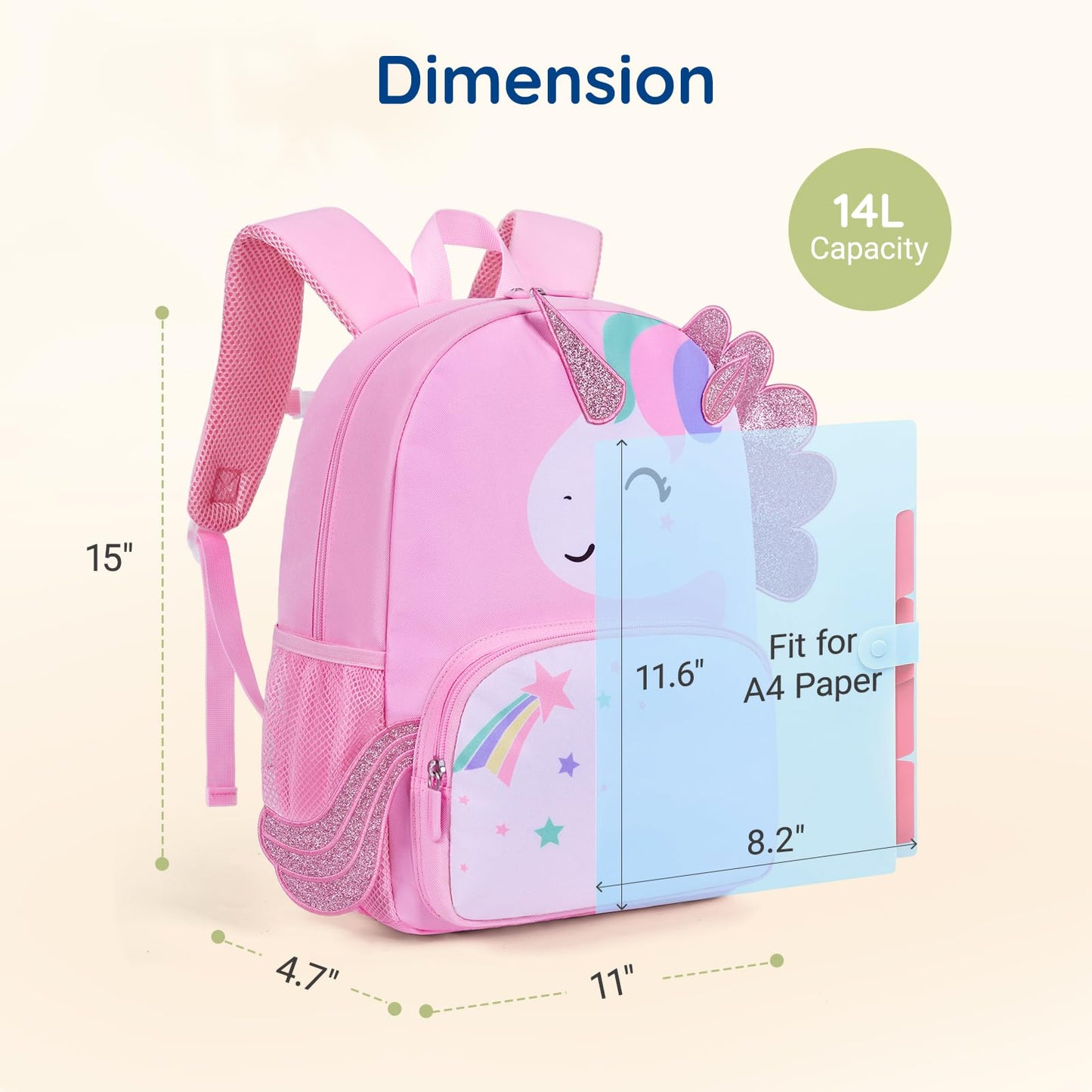 mommore Toddler Backpack for Girls 2-4 Cute 3D Kids Backpack Butterfly Small Pre-K Backpacks Water-Resistant for Preschool Kindergarten with Toddler Leash, Chest Buckle