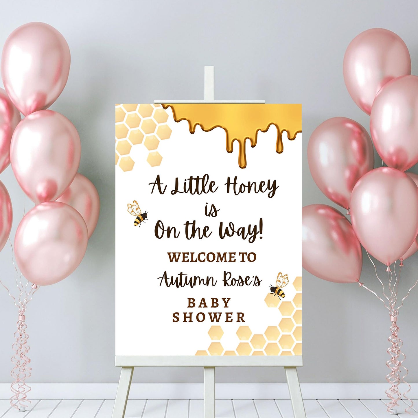 Personalized A Little Snowflake Is On The Way Welcome Sign, Pink, Girl, Winter Baby Shower Canvas