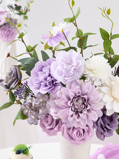 Serwalin Pink Artificial Flowers, Silk Fake Flowers for DIY Wedding Bridal Bouquets, Wedding Cake Flowers for Table Centerpieces Baby Shower Birthday Party Home Decorations