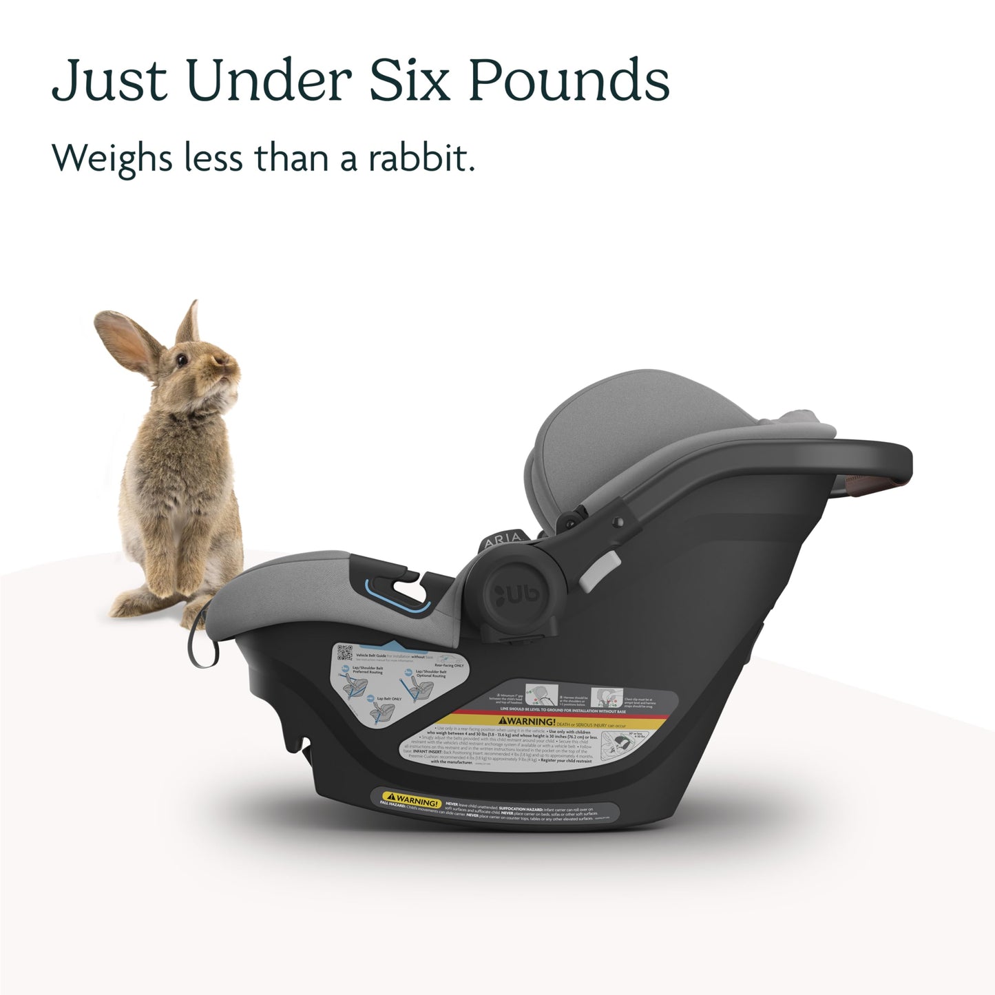 UPPAbaby Aria Lightweight Infant Car Seat/Just Under 6 lbs for Easy Portability/Base with Load Leg + Infant Insert Included/Direct Stroller Attachment/Declan (Oat Mélange/Chestnut Leather)