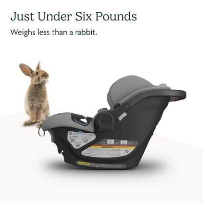 UPPAbaby Aria Lightweight Infant Car Seat/Just Under 6 lbs for Easy Portability/Base with Load Leg + Infant Insert Included/Direct Stroller Attachment/Declan (Oat Mélange/Chestnut Leather)