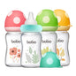 YOHKOH Natural Glass Baby Bottle with Natural Response Nipple, Newborn Anti-Colic Baby Bottles, Wide Neck Mushroom Cap Baby Bottle, Clear (8.8ounce (Pack of 4), Multicolour1)