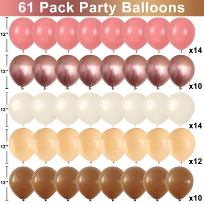 White Sand Gold Balloons Set, 12 Inch Double Stuffed Blush Beige Boho Party Balloons with Metallic Chrome Gold Neutral Cream Nude Latex Balloon for Birthday Baby Bridal Shower Wedding Party Decoration
