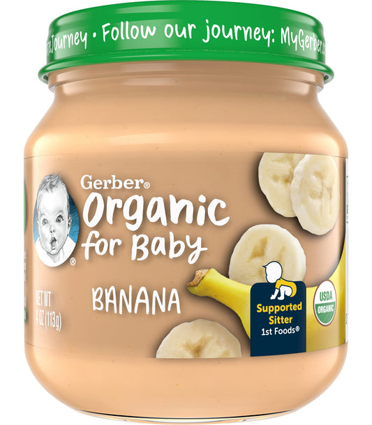 Gerber Organic for Baby 2nd Foods Veggie Power Baby Food Jar (Banana, Pack of 6)
