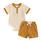 Newborn Baby Boy Girl Clothes 3 6 9 12 18 Months Ribbed Knit Short Sleeve Romper Shorts Set Infant Summer Outfits