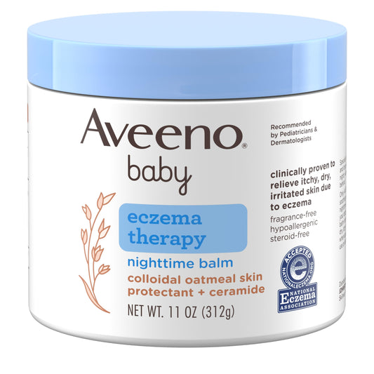 Aveeno Baby Eczema Therapy Nighttime Moisturizing Body Balm, Soothes & Relieves Dry, Itchy Skin from Eczema, HSA/FSA Eligible, Hypoallergenic, Fragrance- & Steroid-Free, 11 oz