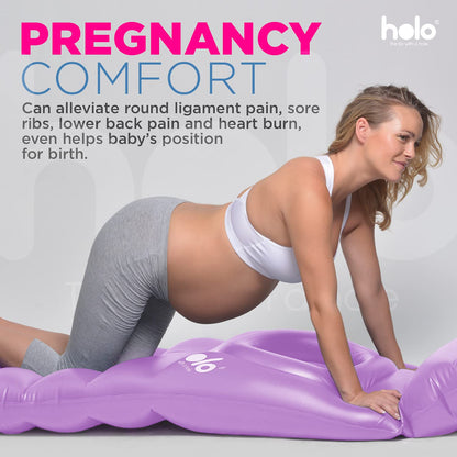 HOLO The Original Inflatable Pregnancy Pillow - Full Body Maternity Airbed/Float with Hole for Tummy - Sleeping Support & Comfort - Say Goodbye to Pregnancy Related Aches and Pains (White Sand)