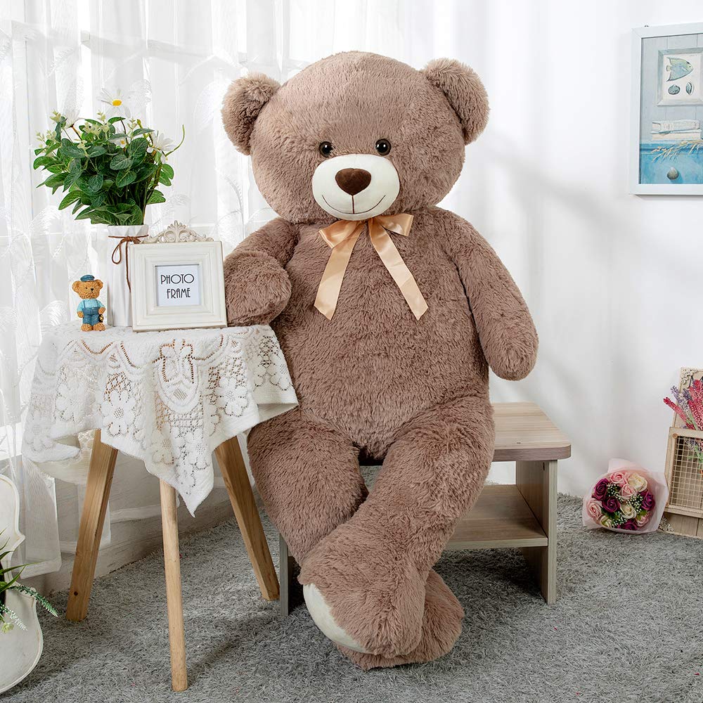 Tezituor 59" Gaint Teddy Bear Stuffed Animal,5ft Life Size Big Teddy Bears,Light Brown Cute Soft Plush Toy,Gifts for Kids Girls Boys Girlfriend Valentine,Christmas,Birthday,Baby Shower,Wedding Party