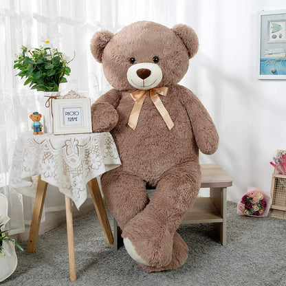 Tezituor 59" Gaint Teddy Bear Stuffed Animal,5ft Life Size Big Teddy Bears,Light Brown Cute Soft Plush Toy,Gifts for Kids Girls Boys Girlfriend Valentine,Christmas,Birthday,Baby Shower,Wedding Party