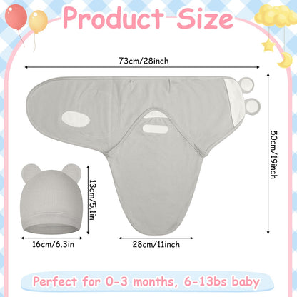 Ramede 6 Pack Baby Swaddle Blanket with Hats Sleep Swaddle for 0-3 Months Newborn Sacks Soft Cotton Wearable for Boy Girl