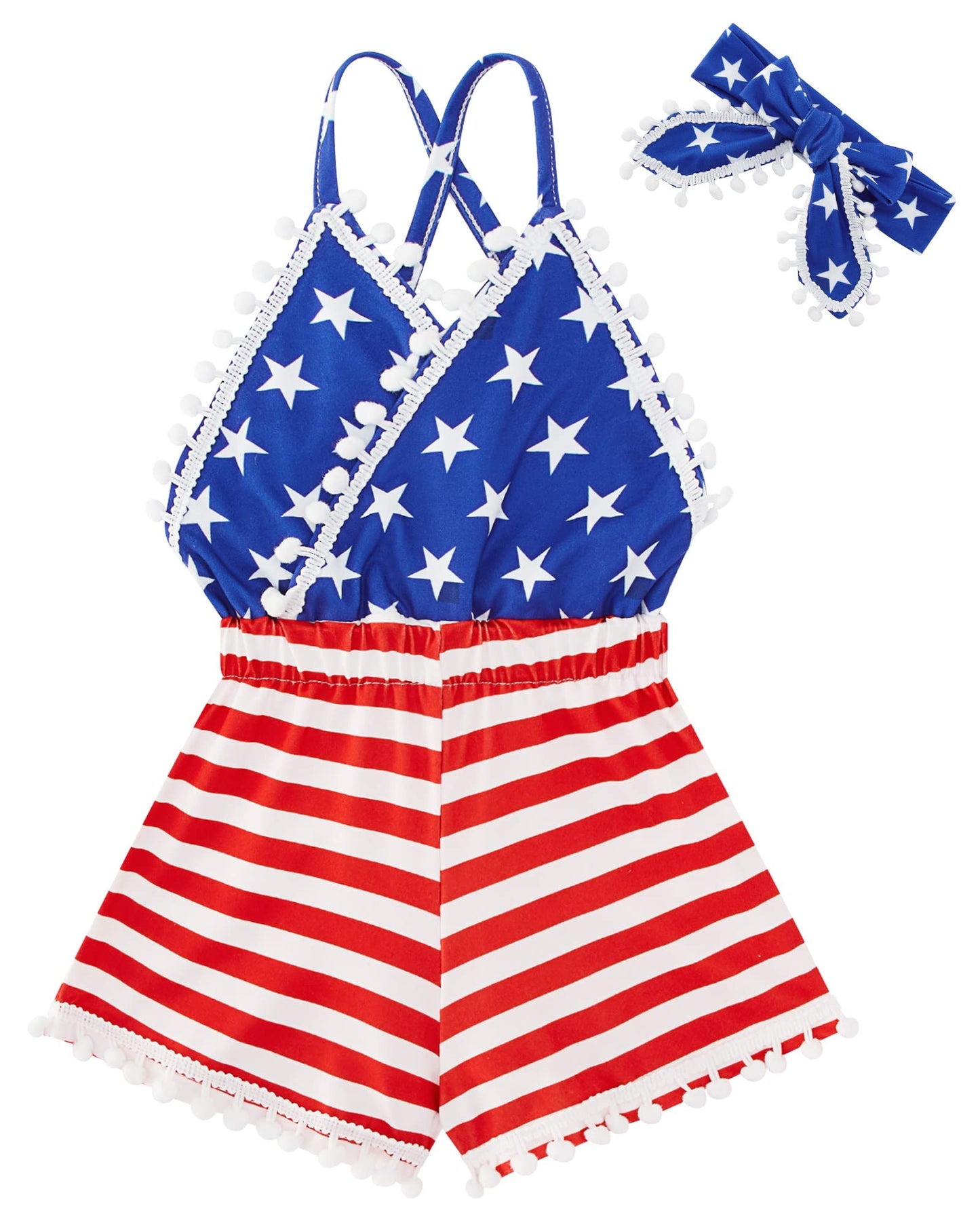 6M-3T Baby Girl Backless Bodysuit Outfit Set Romper Jumpsuit with Headband