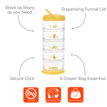 Innobaby Packin' Smart Stackable and Portable Storage System for Formula, Baby Snacks and More. 5 Stackable Cups in Lime Sorbet. BPA Free.