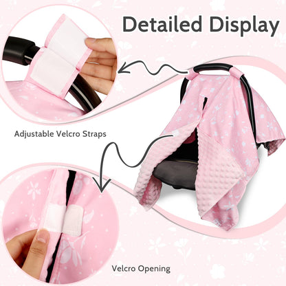 ManFaiSky Car Seat Cover Baby, Soft Carseat Covers Baby Girl, Multi-Use Nursing Cover & Infant Carseat Canopy, Pink