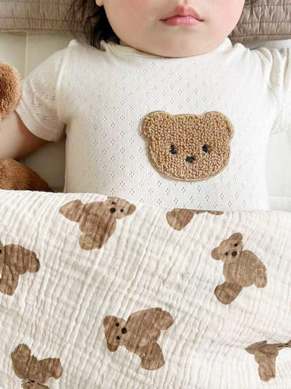 Baby Soft Muslin Thick Blanket Cotton and Dotted Backing Double Layer Receiving Blanket 40"x40" Bunny
