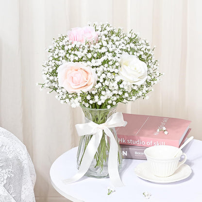 MARTINE MALL Babys Breath Artificial Flowers, 15 PCS White Baby Breath Flowers Artificial Bulk, Fake Babys Breath Gypsophila Real Touch Faux Babys Breath for Wedding Floral Arrangement Home Decor