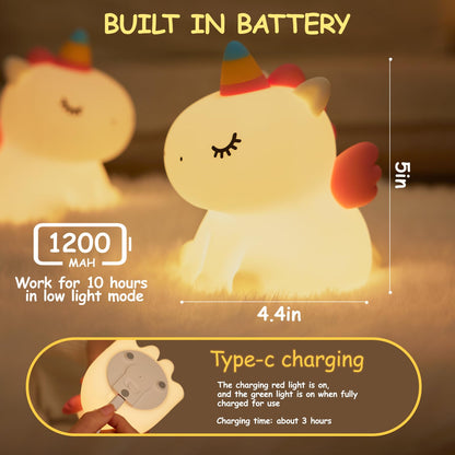 Night Light,LED Silicone Material, 3 Levels of Warm Light, Cute Animal Night Lamp for Kid's Room Decor and Breastfeeding Nursery, Squishy Novelty Bedside Lamp for Boys Girls Baby Children