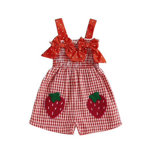 Boho Baby Girl Clothes Summer Toddler Tank Romper Sleeveless Bowknot Ruffle Overalls Jumpsuit Shorts With Headband