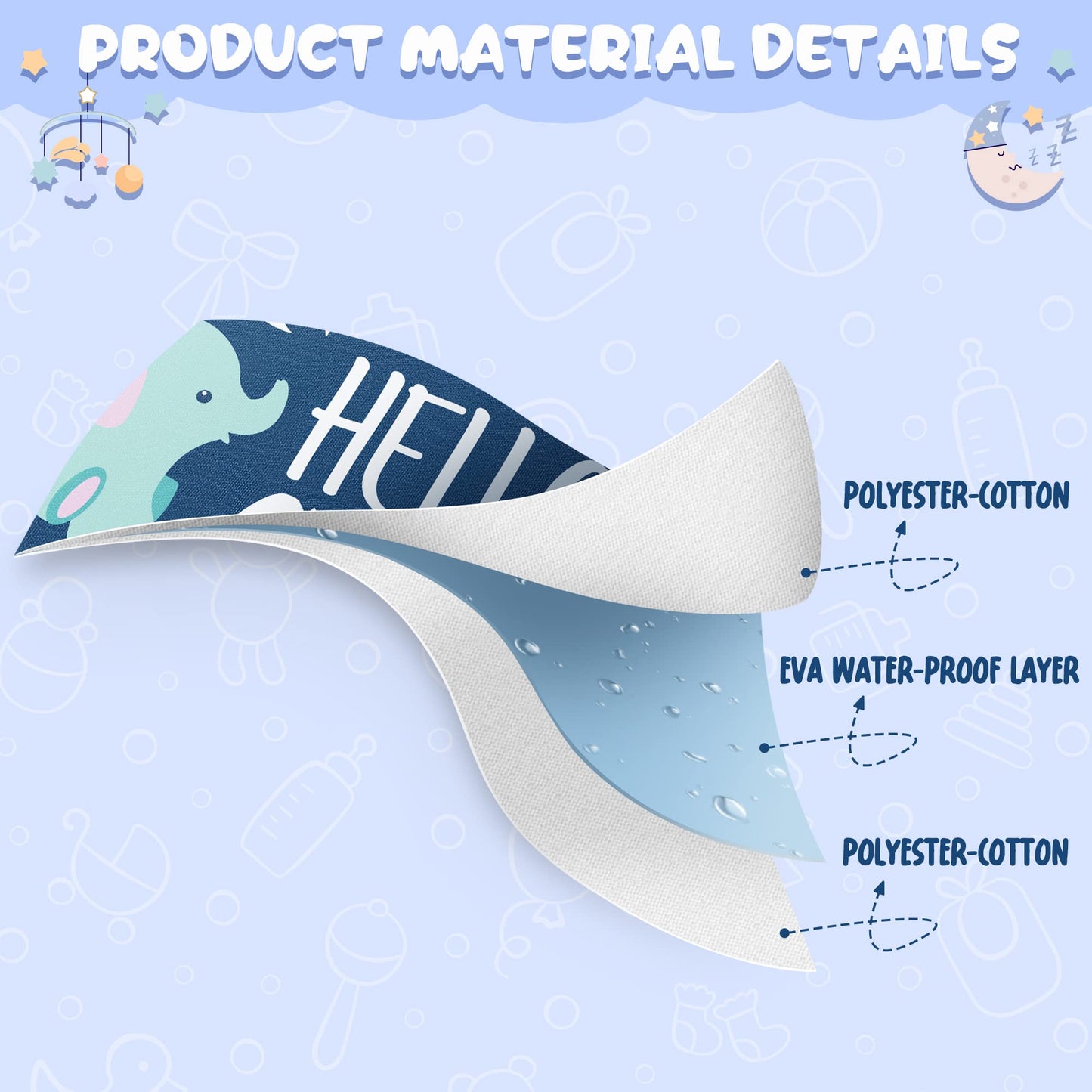 7Pcs Cotton Waterproof Baby Bibs Hook Loop Closure Newborn Bib Keepsake Baby Gift for Drooling Feeding Eating