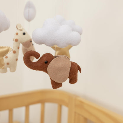 Baby Mobile for Crib - Handmade Modern Boho Baby Mobiles for Bassinet Felt Nursery Mobile Gender Neutral - Gold Moon and Stars - Girl Cribs Decorations