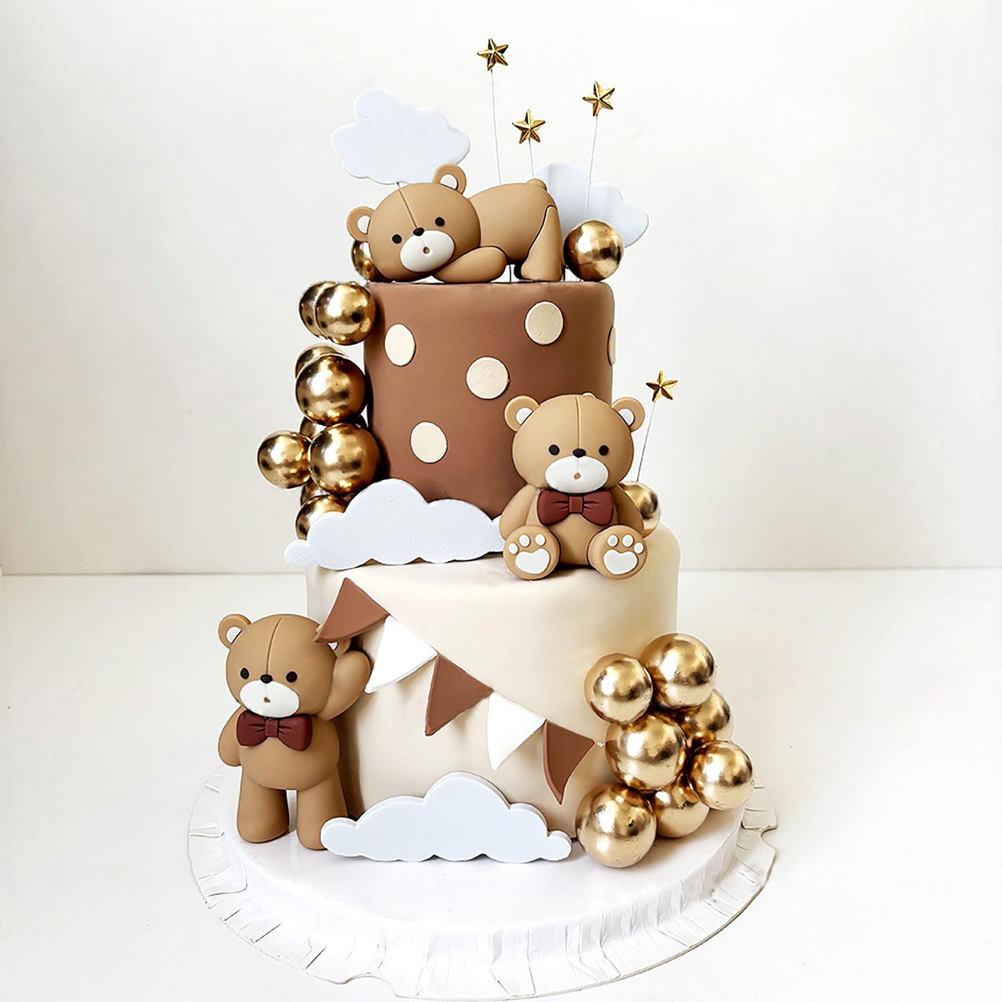 JeVenis Luxury Pink Bear Cake Decoration Baby Bear Baby Shower Cake Topper Bears Train Cake Decoration Baby Shower Birthday Cake Decoration