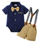 ZOEREA Baby Boy Clothes Suit Infant Short Sleeve Gentleman Outfits Dress Shirt+Bowtie+Suspender Shorts 0-18M