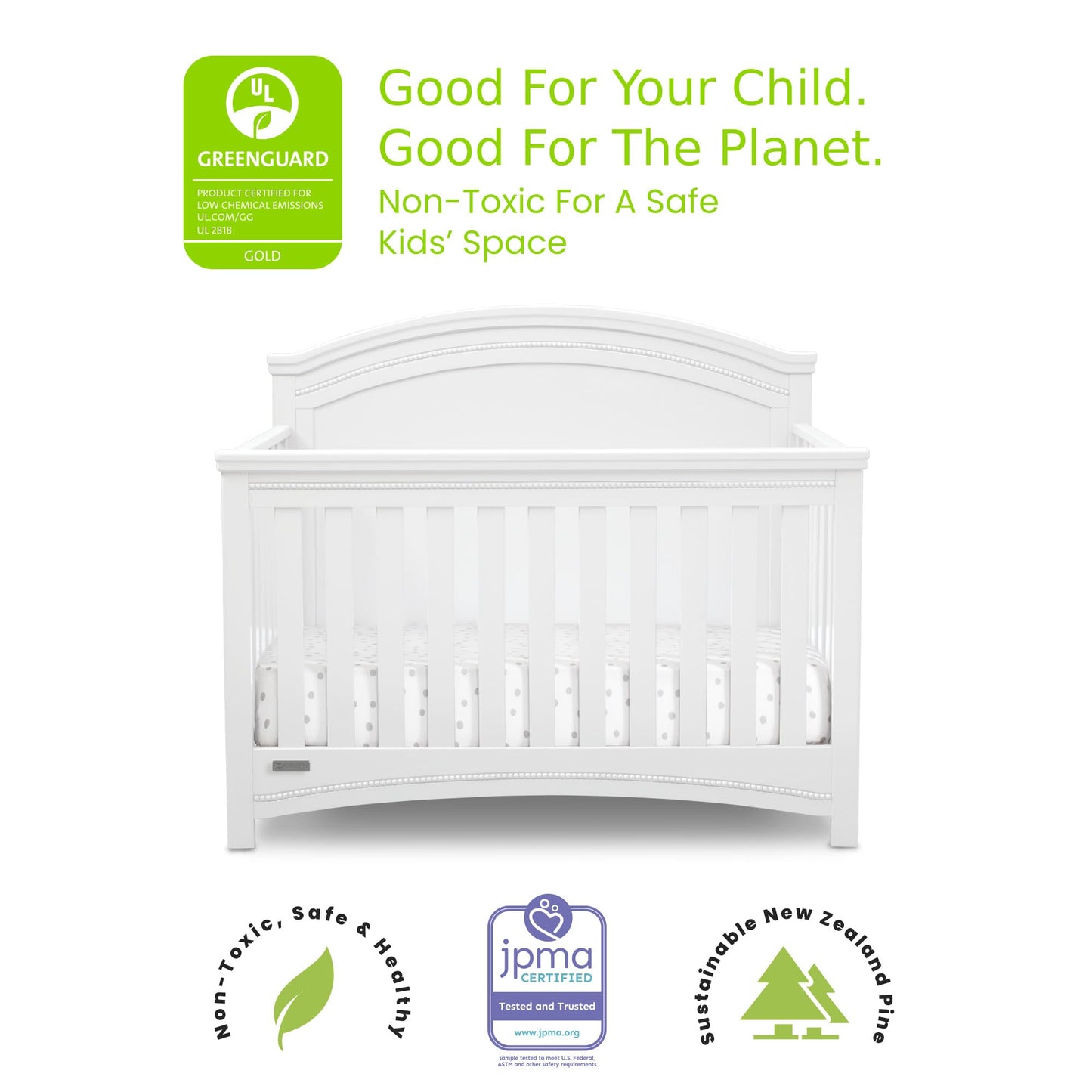 Delta Children Simmons Kids SlumberTime Emma Convertible Crib N More, Grey