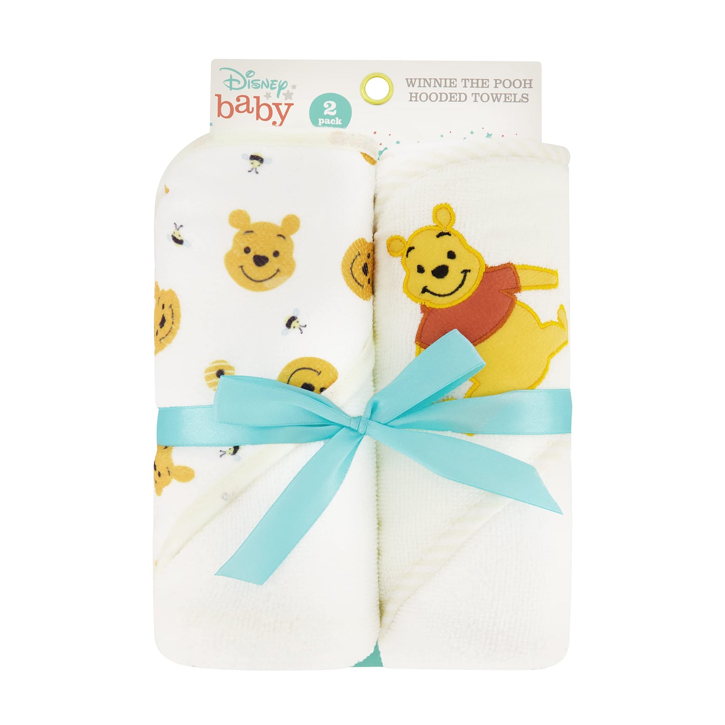 Disney Cudlie Baby Girl Minnie Mouse 2 Pack Rolled/Carded Hooded Towels in Happy Dots Print