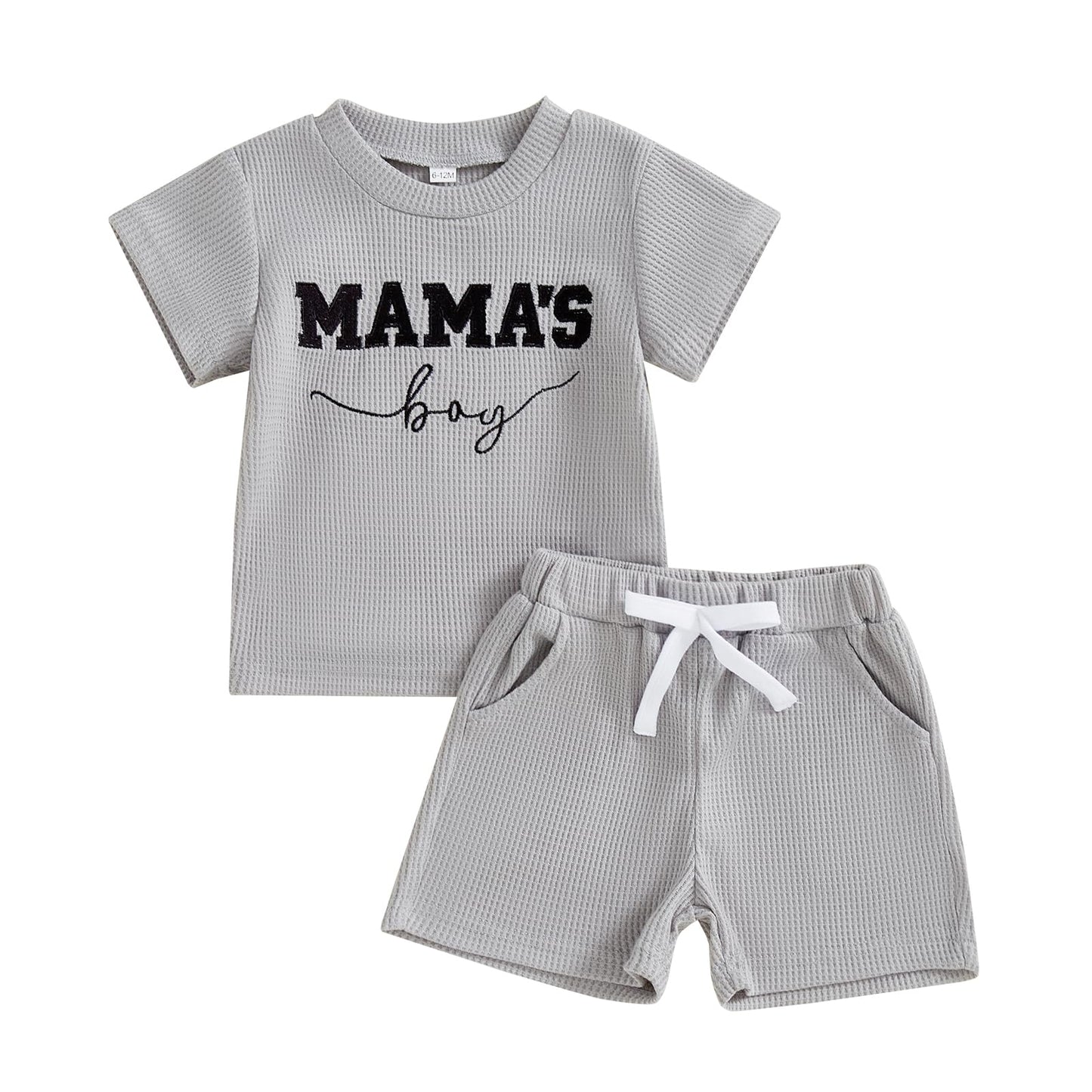 Toddler Baby Boy Summer Clothes Embroidered Waffle Short Sleeve T-Shirts Elastic Shorts Newborn Infant Boy Outfits